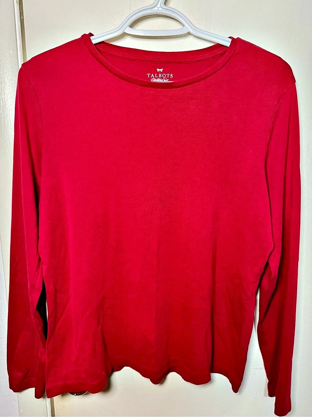 Talbots Long-Sleeve Crewneck Tee in Red PL